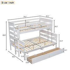 Bellemave® Twin over Full Wood Bunk Bed with 2 Drawers Bellemave®