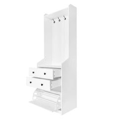 Bellemave® Narrow Hall Tree with Flip Drawer with 4 Hanging Hooks & Drawers, Adjustable Shoe Storage Cabinet Bellemave®