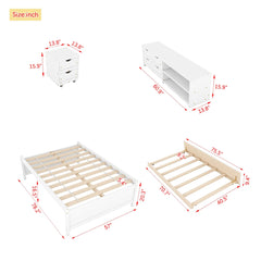 Bellemave Full Size Versatile Platform Bed with Trundle,Under bed Storage Box and Nightstand Bellemave