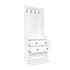 Bellemave® Narrow Hall Tree with Flip Drawer with 4 Hanging Hooks & Drawers, Adjustable Shoe Storage Cabinet Bellemave®