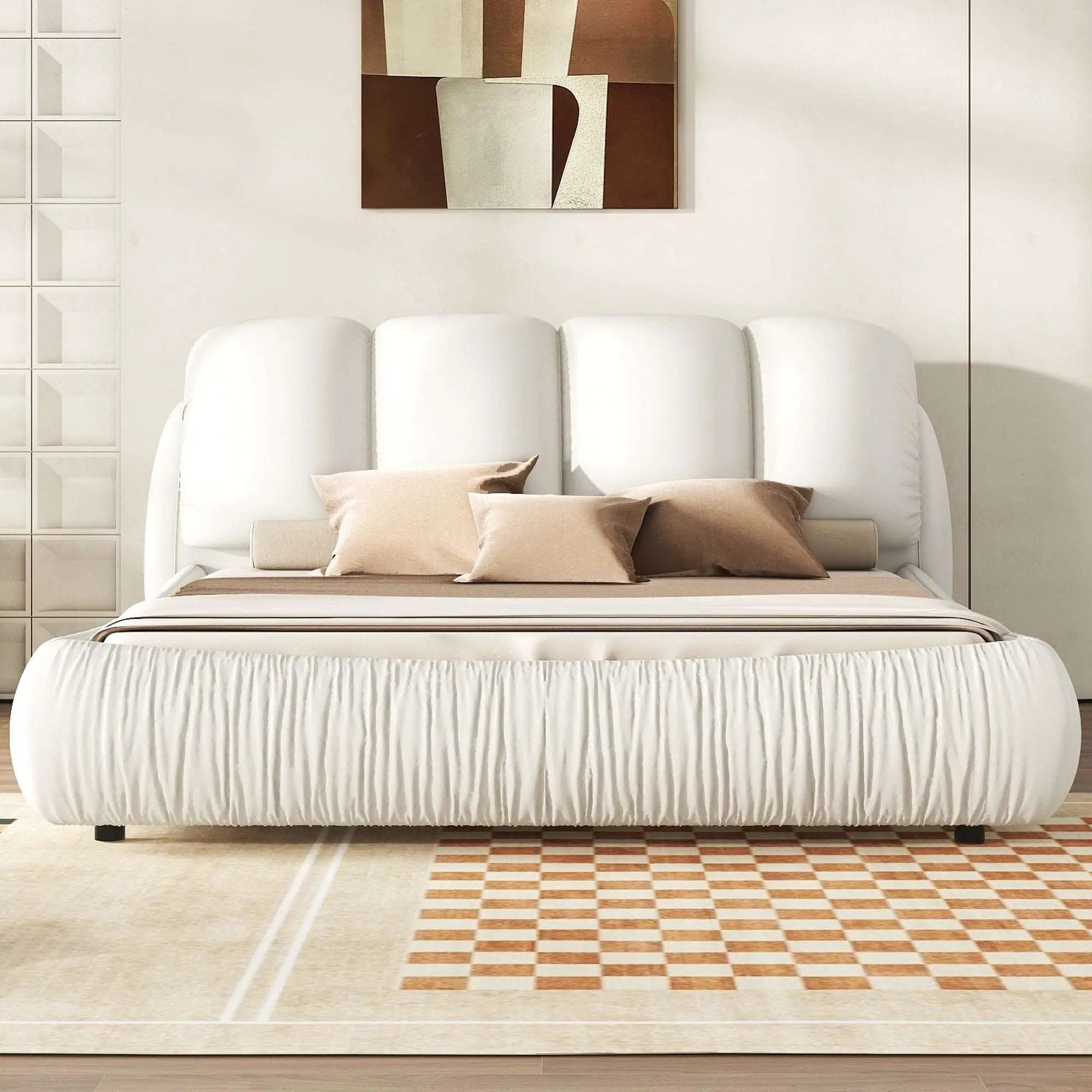 Bellemave Luxury Upholstered Bed with Thick Headboard and Oversized Padded Backrest