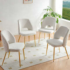 Bellemave® Boucle Dining Chairs with Metal Legs and Hollow Back Upholstered Dining Chairs Set of 4 Bellemave®