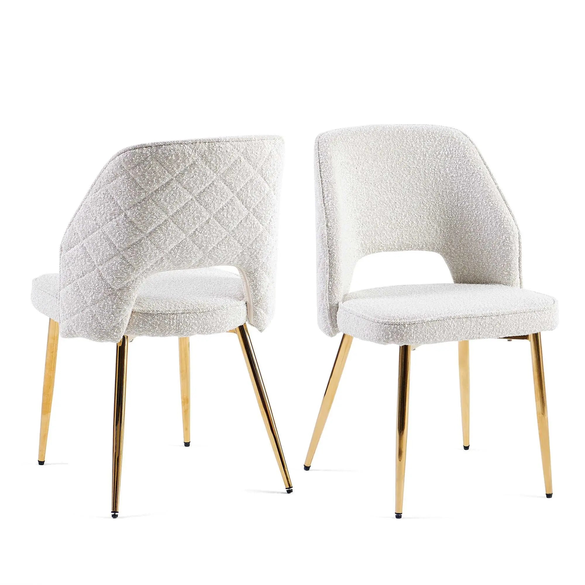 Bellemave® Boucle Dining Chairs with Metal Legs and Hollow Back Upholstered Dining Chairs Set of 4