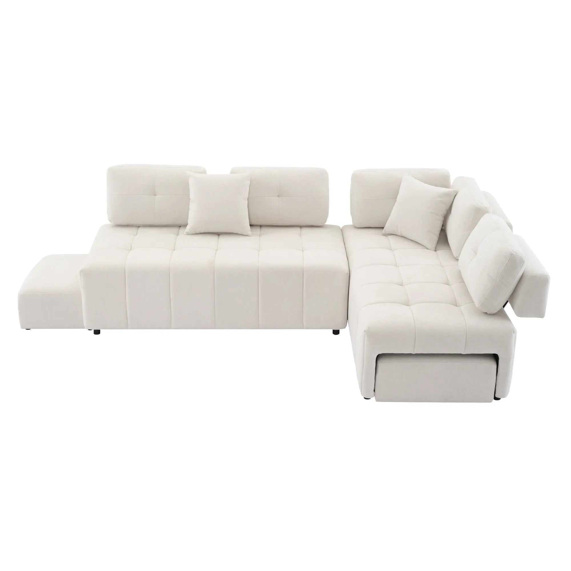 Bellemave® 91.73" L-shaped Sectional Sofa Couch with 2 Stools and 2 Lumbar Pillows Bellemave®