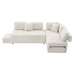 Bellemave® 91.73" L-shaped Sectional Sofa Couch with 2 Stools and 2 Lumbar Pillows Bellemave®