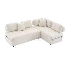 Bellemave® 91.73" L-shaped Sectional Sofa Couch with 2 Stools and 2 Lumbar Pillows Bellemave®