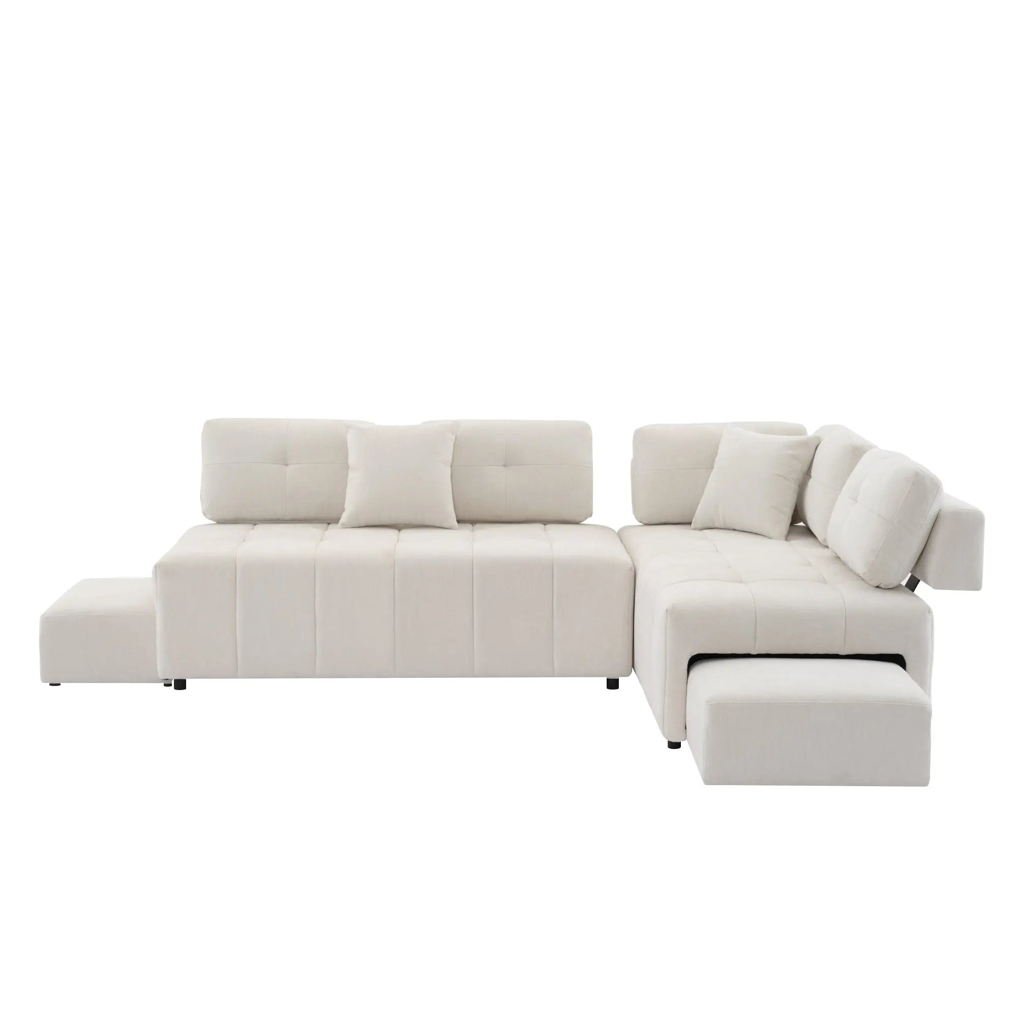 Bellemave® 91.73" L-shaped Sectional Sofa Couch with 2 Stools and 2 Lumbar Pillows Bellemave®