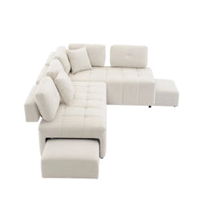 Bellemave® 91.73" L-shaped Sectional Sofa Couch with 2 Stools and 2 Lumbar Pillows Bellemave®