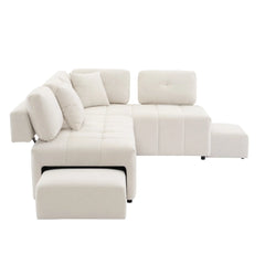 Bellemave® 91.73" L-shaped Sectional Sofa Couch with 2 Stools and 2 Lumbar Pillows Bellemave®