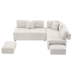 Bellemave® 91.73" L-shaped Sectional Sofa Couch with 2 Stools and 2 Lumbar Pillows Bellemave®