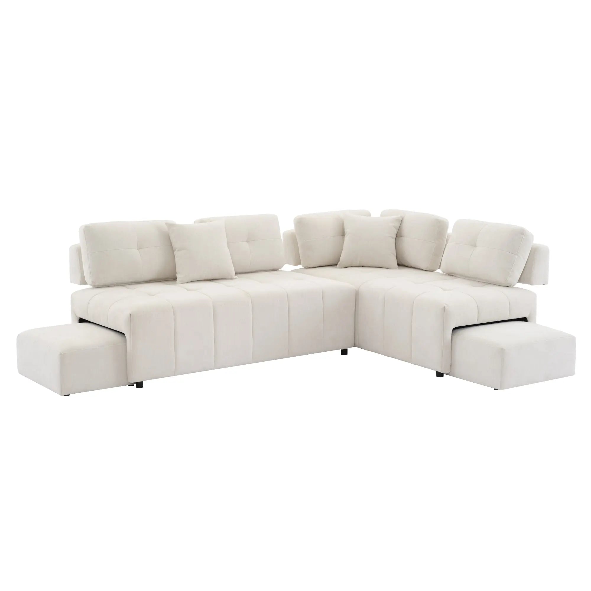 Bellemave® 91.73" L-shaped Sectional Sofa Couch with 2 Stools and 2 Lumbar Pillows Bellemave®