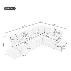 Bellemave® 91.73" L-shaped Sectional Sofa Couch with 2 Stools and 2 Lumbar Pillows Bellemave®