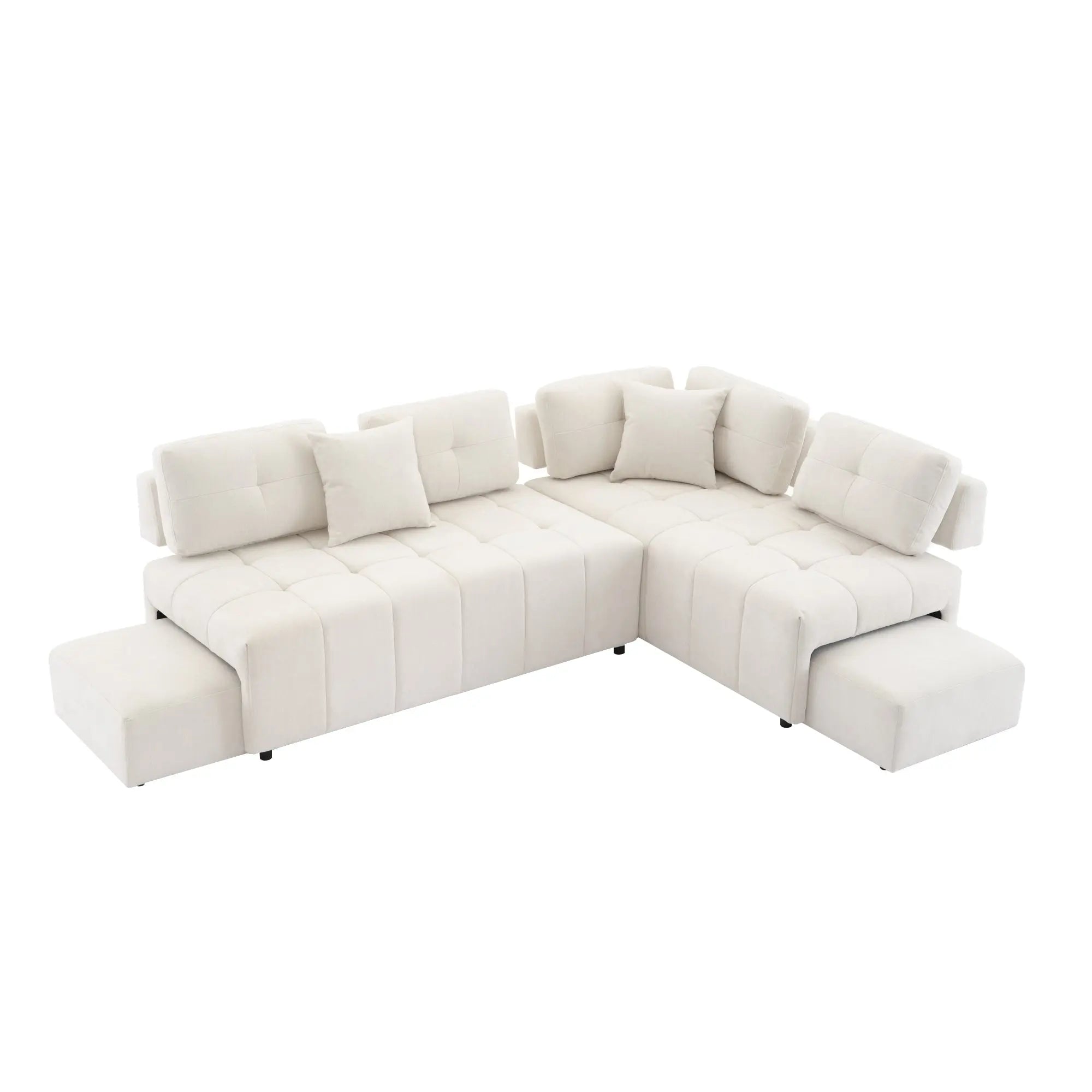 Bellemave® 91.73" L-shaped Sectional Sofa Couch with 2 Stools and 2 Lumbar Pillows Bellemave®