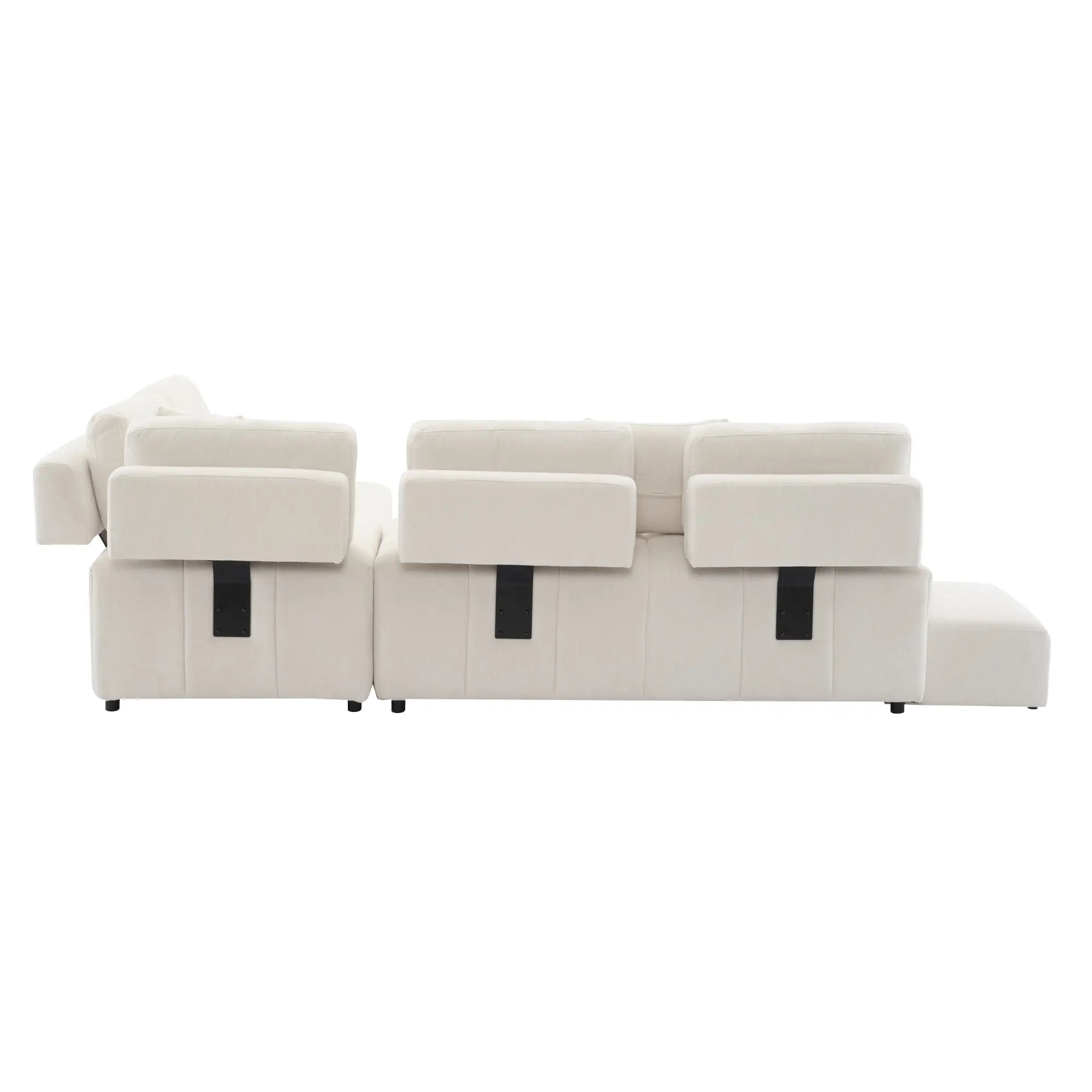 Bellemave® 91.73" L-shaped Sectional Sofa Couch with 2 Stools and 2 Lumbar Pillows Bellemave®