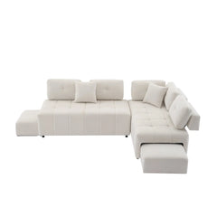 Bellemave® 91.73" L-shaped Sectional Sofa Couch with 2 Stools and 2 Lumbar Pillows Bellemave®