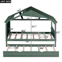 Bellemave® Wood House Bed with Trundle Bed and Storage Rack Bellemave®