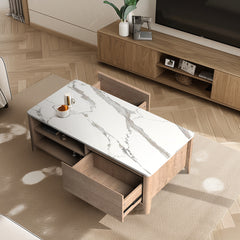 Bellemave® 47" Modern Farmhouse Double Drawer Coffee Table Bellemave®