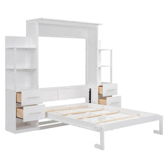 Bellemave® Murphy Bed Wall Bed with Shelves, Drawers and LED Lights Bellemave®