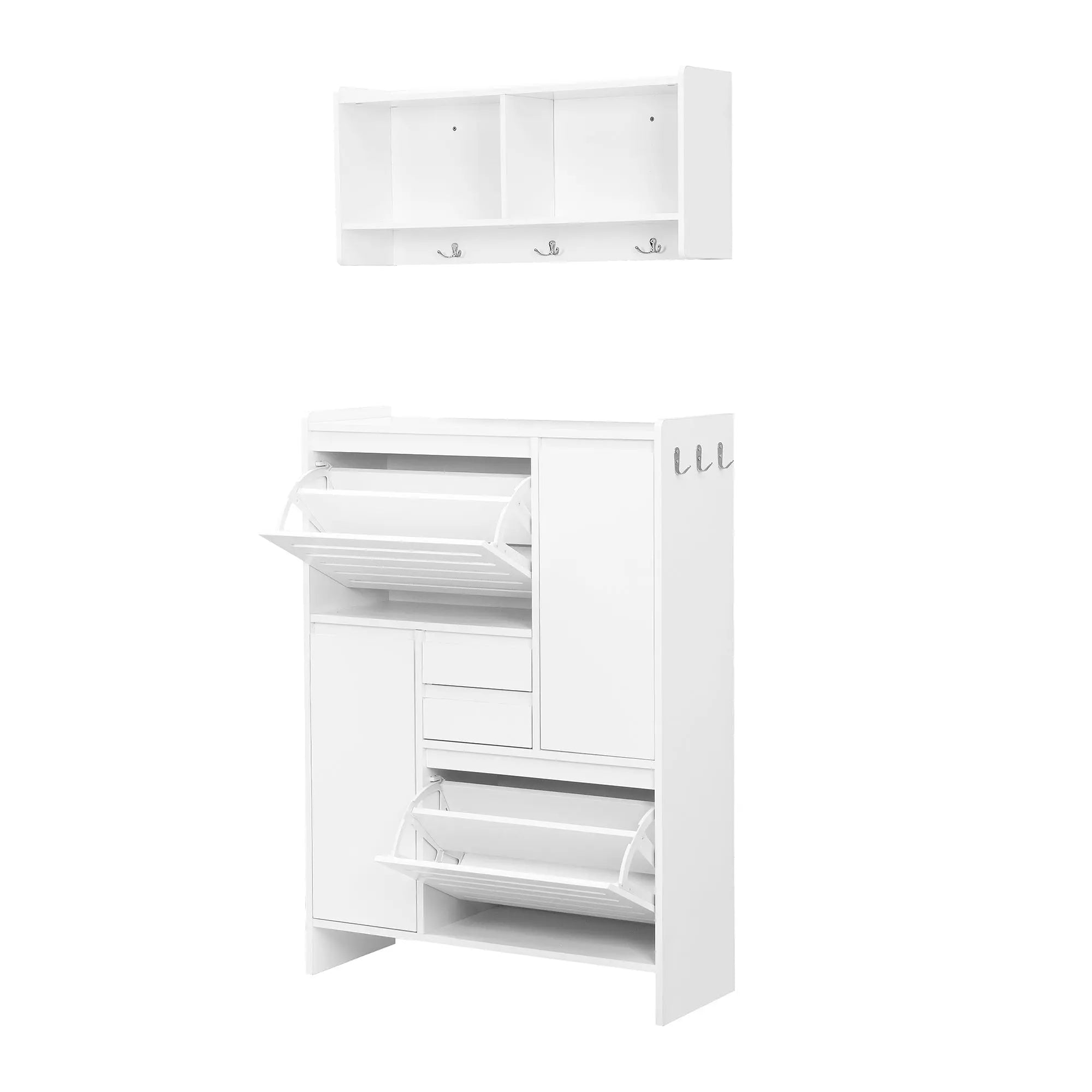 Bellemave® Multi-Functional Shoe Cabinet with Wall Cabinet,2 Flip Drawers and Versatile Side Cabinet Bellemave®