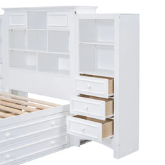 Bellemave® Twin Size Wood Platformbed with Vertical All-in-One Cabinet and 4 Drawers on Each Side Bellemave®