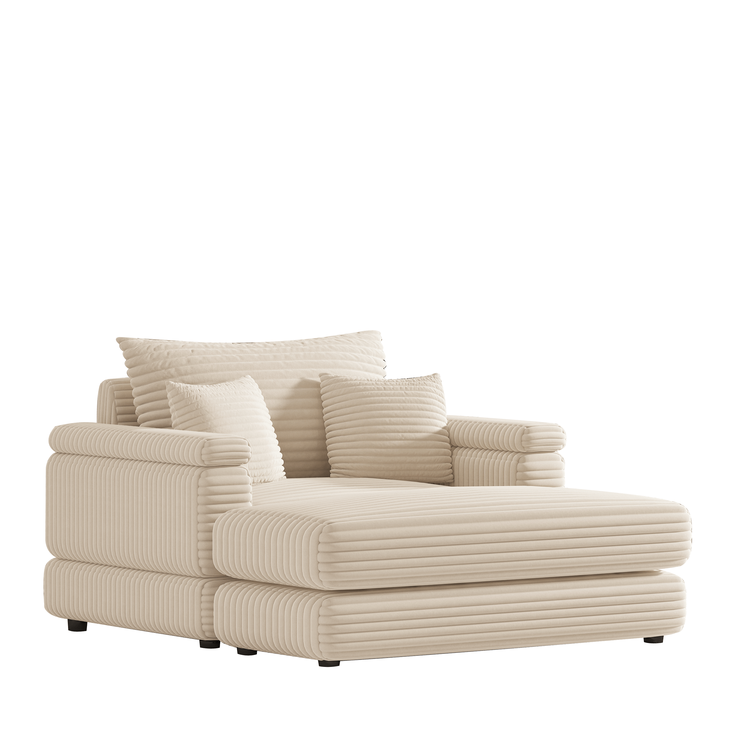 Bellemave 43.3" Corduroy Single Sofa with A Back Pillow , 2 Toss Pillows and A Ottoman