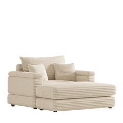 Bellemave 43.3" Corduroy Single Sofa with A Back Pillow , 2 Toss Pillows and A Ottoman