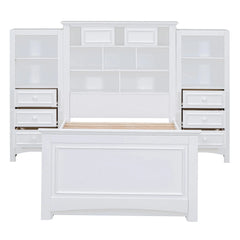 Bellemave® Twin Size Wood Platformbed with Vertical All-in-One Cabinet and 4 Drawers on Each Side Bellemave®