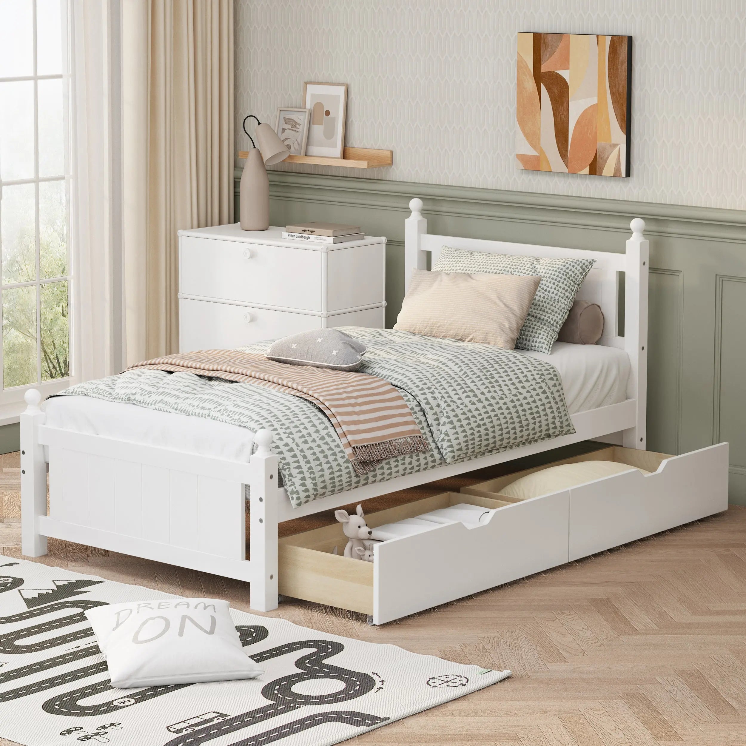 Bellemave® Solid Wood Platform Bed Frame with 2 Drawers Bellemave®