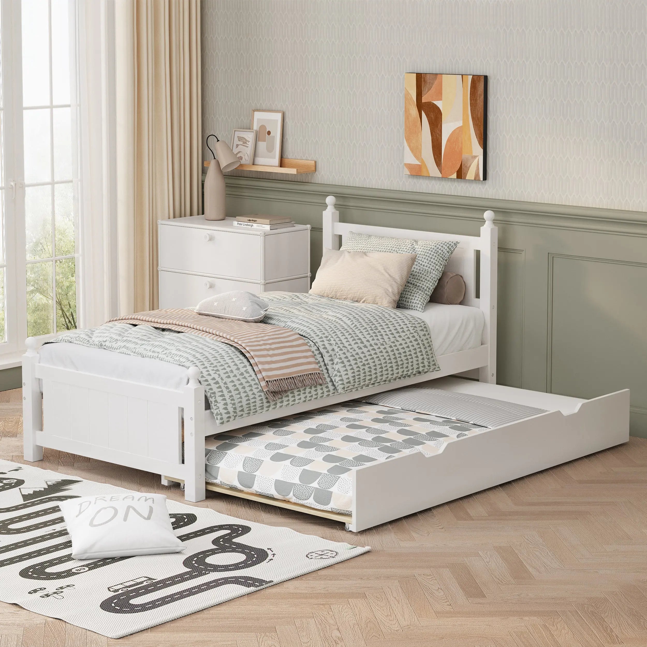 Bellemave® Solid Wood Platform Bed Frame with Trundle Bellemave®