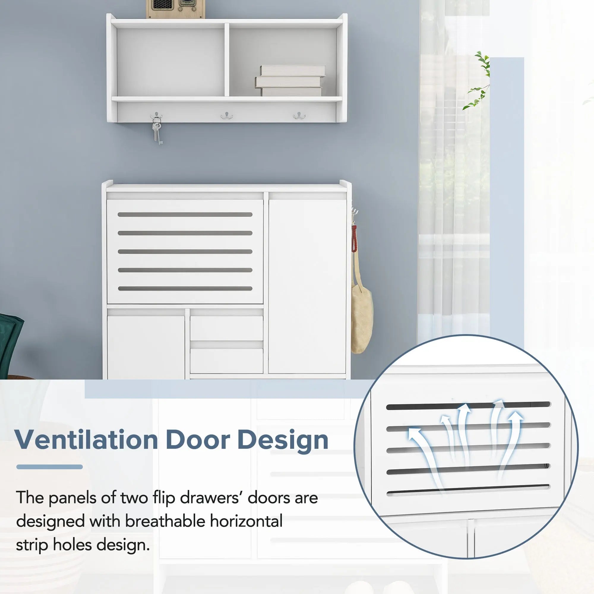 Bellemave® Multi-Functional Shoe Cabinet with Wall Cabinet,2 Flip Drawers and Versatile Side Cabinet Bellemave®