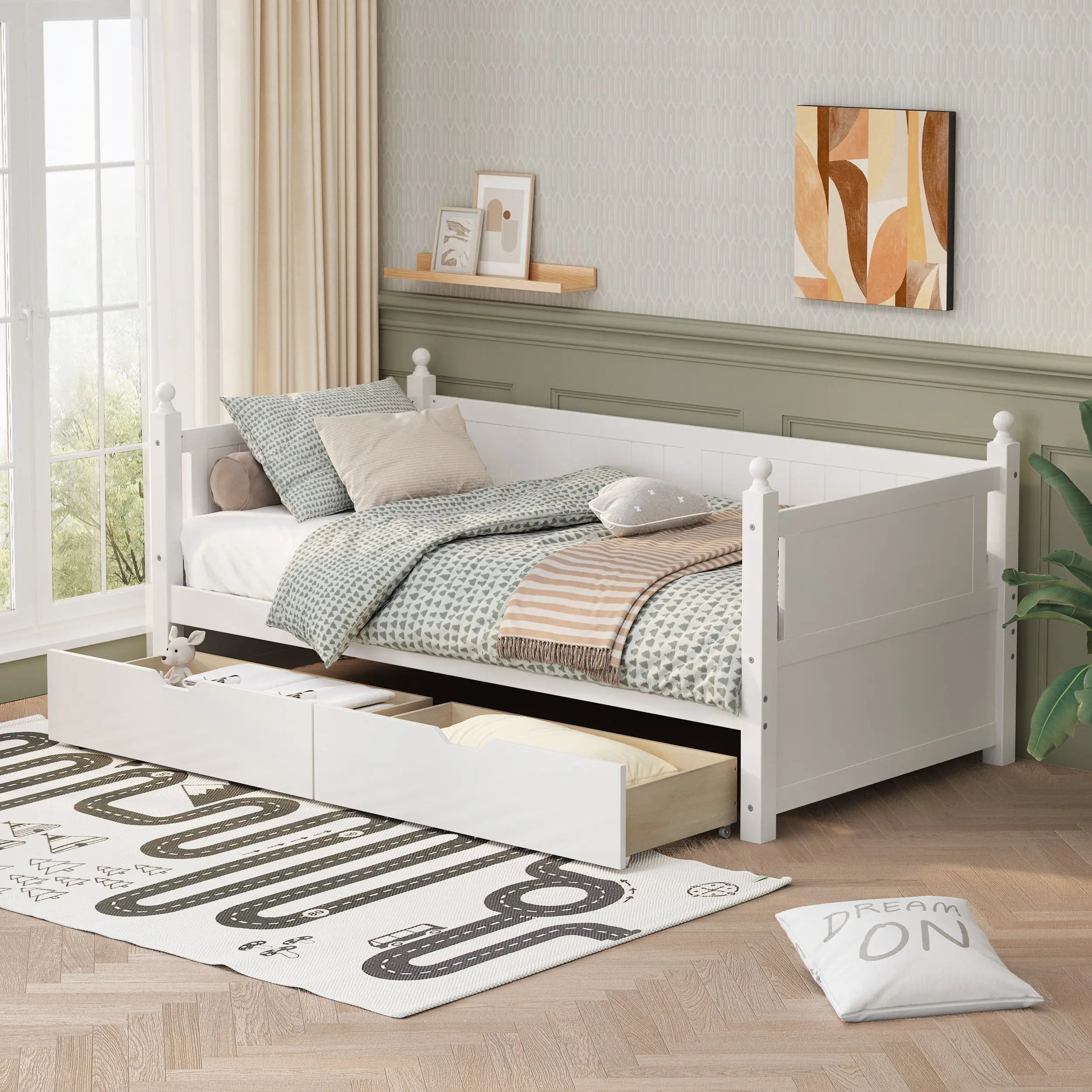 Bellemave® Twin Size Solid Wood Daybed with 2 Drawers Bellemave®