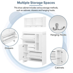 Bellemave® Multi-Functional Shoe Cabinet with Wall Cabinet,2 Flip Drawers and Versatile Side Cabinet Bellemave®