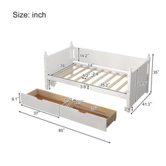 Bellemave® Twin Size Solid Wood Daybed with 2 Drawers Bellemave®