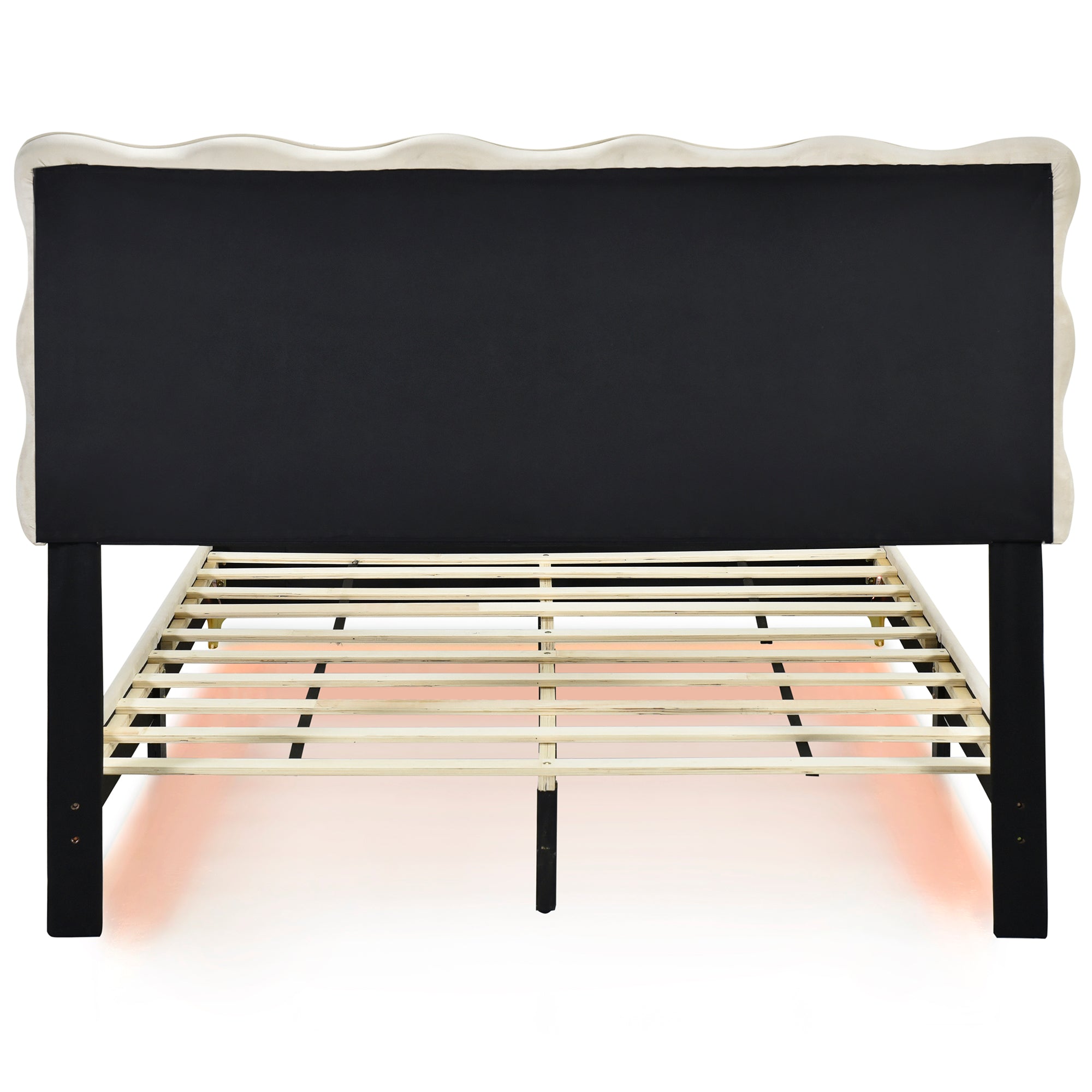 Bellemave® Velvet Upholstered Platform Bed with LED Frame and Stylish Mental Bed Legs Bellemave®