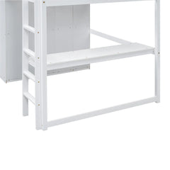 Bellemave® Full Size Loft Bed with Built-in Wardrobe, Desk, Storage Shelves and Drawers Bellemave®