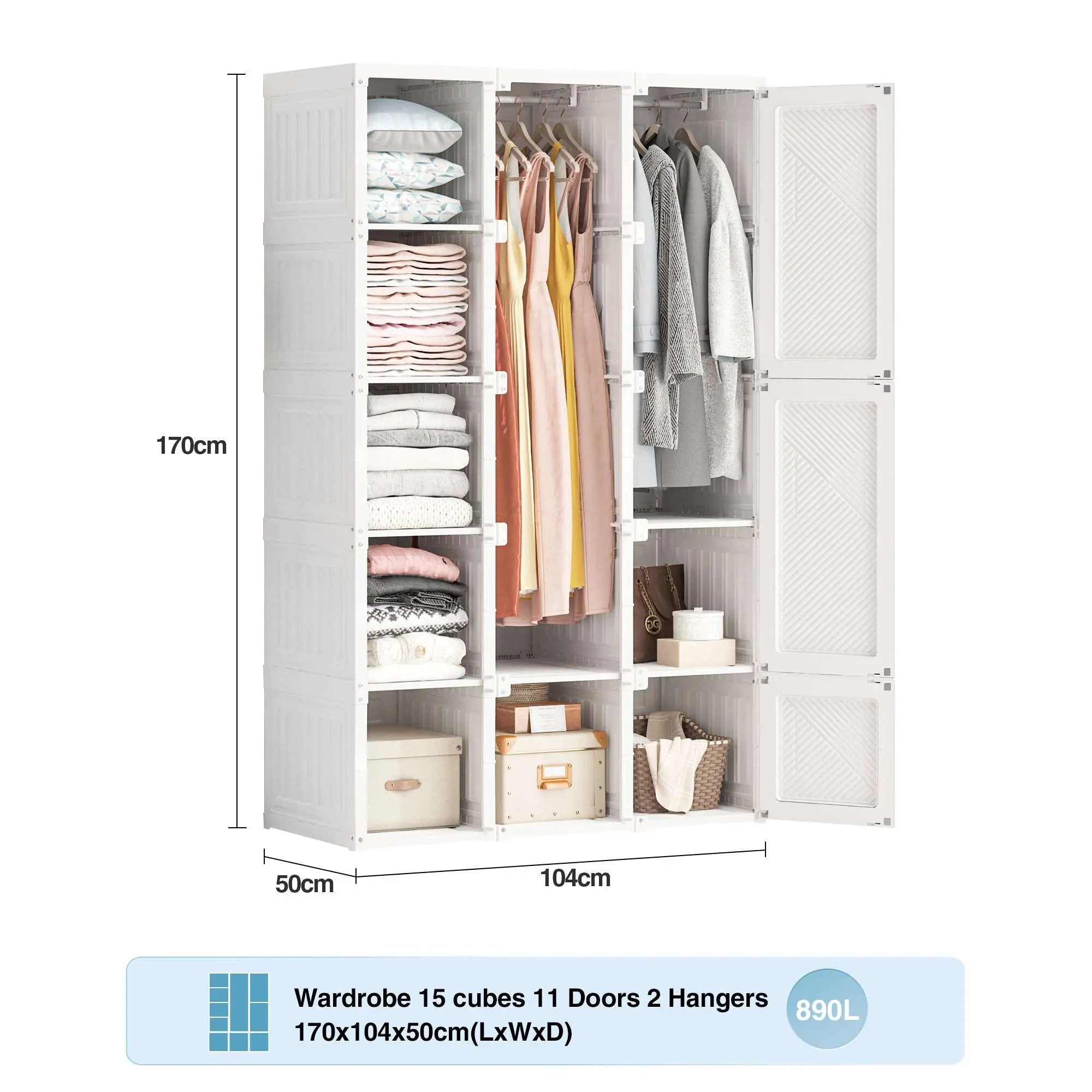 Bellemave 41" Portable Wardrobe Closets ,Storage Organizer, Clothes Dresser, Closet Storage Organizer