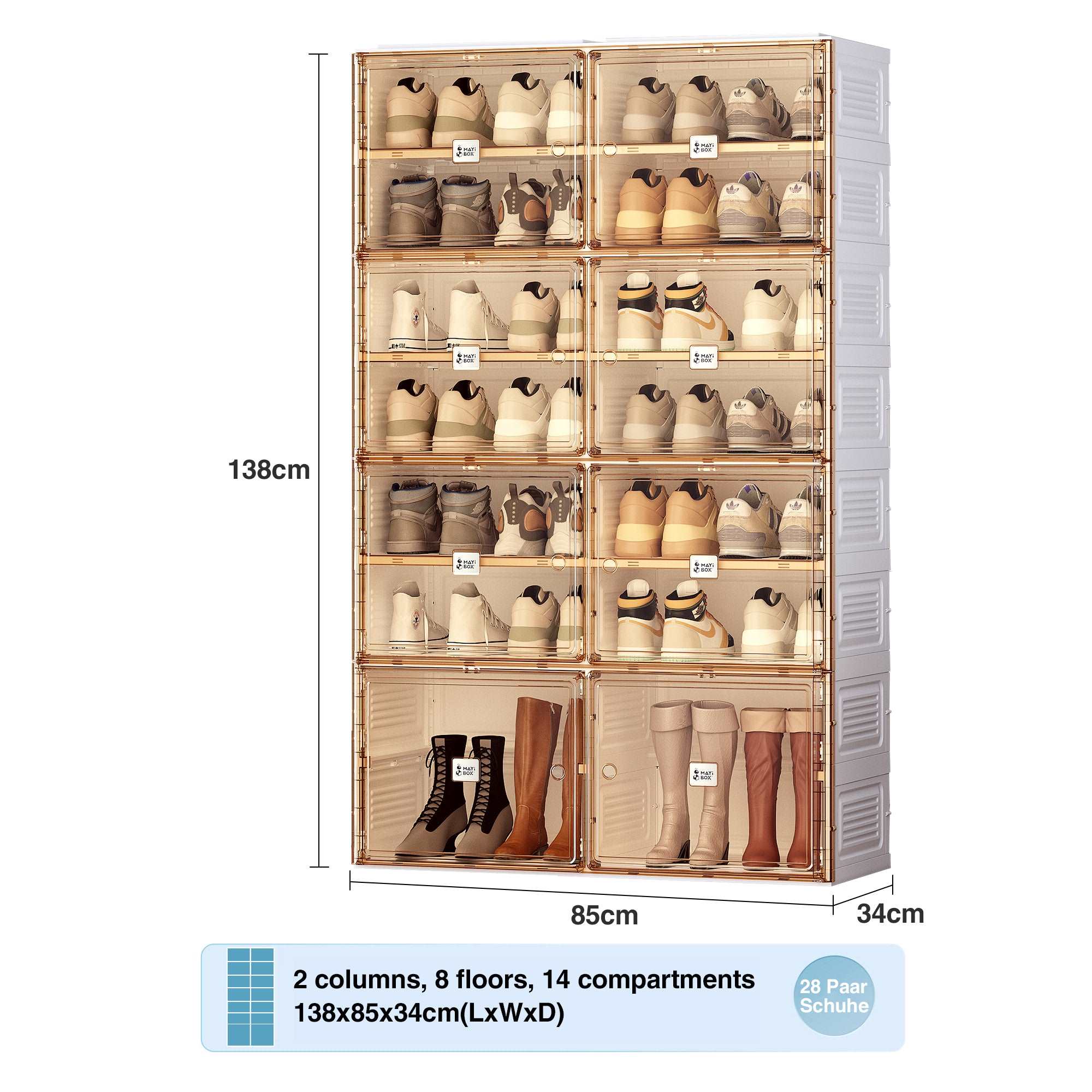 Bellemave 33.4" Portable Shoe Cabinet, Stackable Storage Cabinet with Doors and Shelves