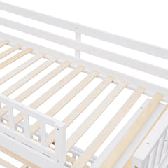 Bellemave® Twin over Full Wooden Bunk Bed with 6 Drawers and Flexible Shelves,Bottom Bed with Wheels Bellemave®