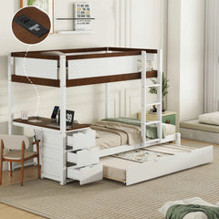 Bellemave Bunk Bed with Twin size Trundle, Storage and Desk