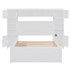 Bellemave® Wooden Platform Bed with All-in-One Cabinet, Shelf and Sockets Bellemave®