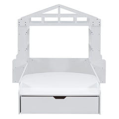 Bellemave® Twin Size House Bed with Bench, Socket and Shelve Bellemave®