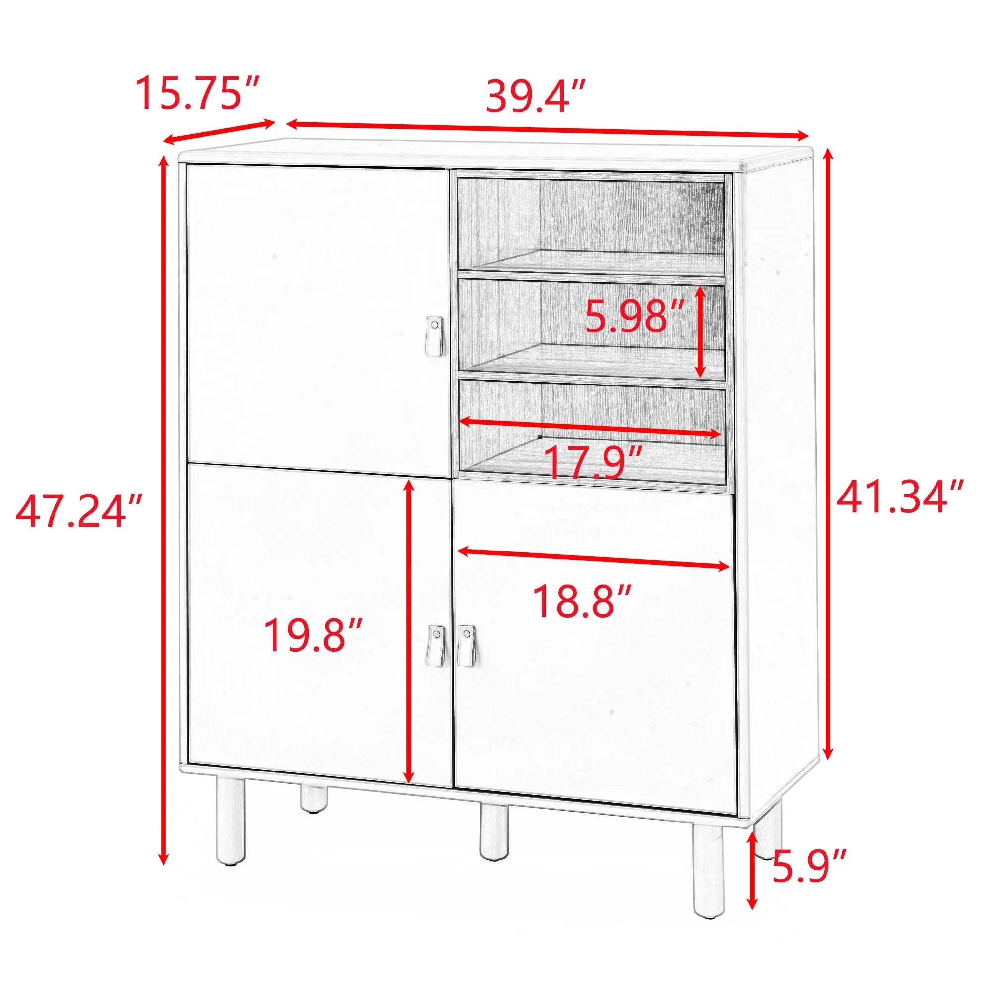 Bellemave Modern Multifunctional Storage Cabinet with Door, Bellemave