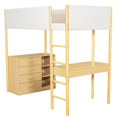 Bellemave® Wood Teddy Fleece Loft Bed with Desk and Cabinets Bellemave®