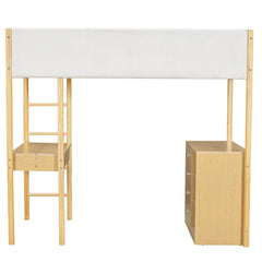 Bellemave® Wood Teddy Fleece Loft Bed with Desk and Cabinets Bellemave®