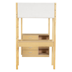 Bellemave® Wood Teddy Fleece Loft Bed with Desk and Cabinets Bellemave®