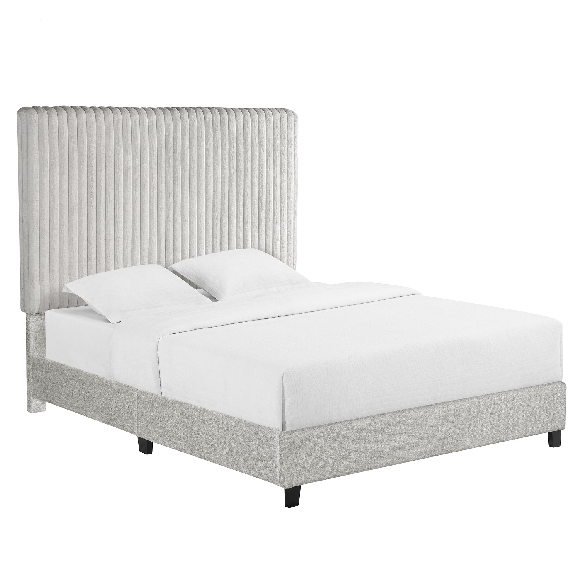 Bellemave® Minky Stone Upholstered Platform Bed,Box Spring Required Bellemave®