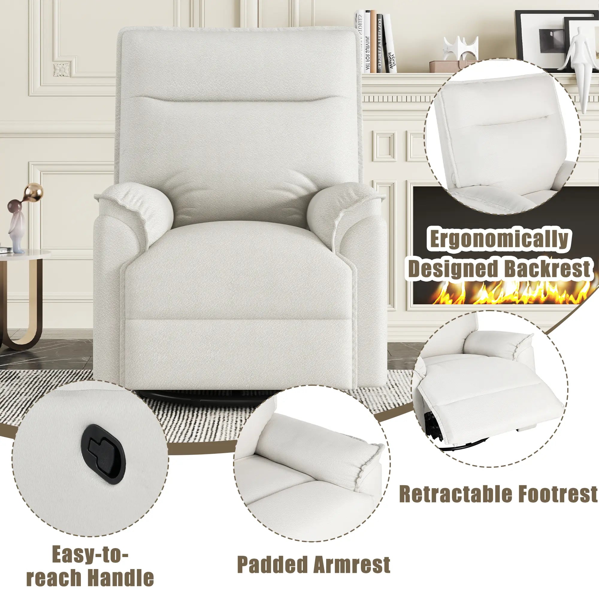 Bellemave® 360 Degree Swivel Upholstered Manual Recliner Chair Bellemave®