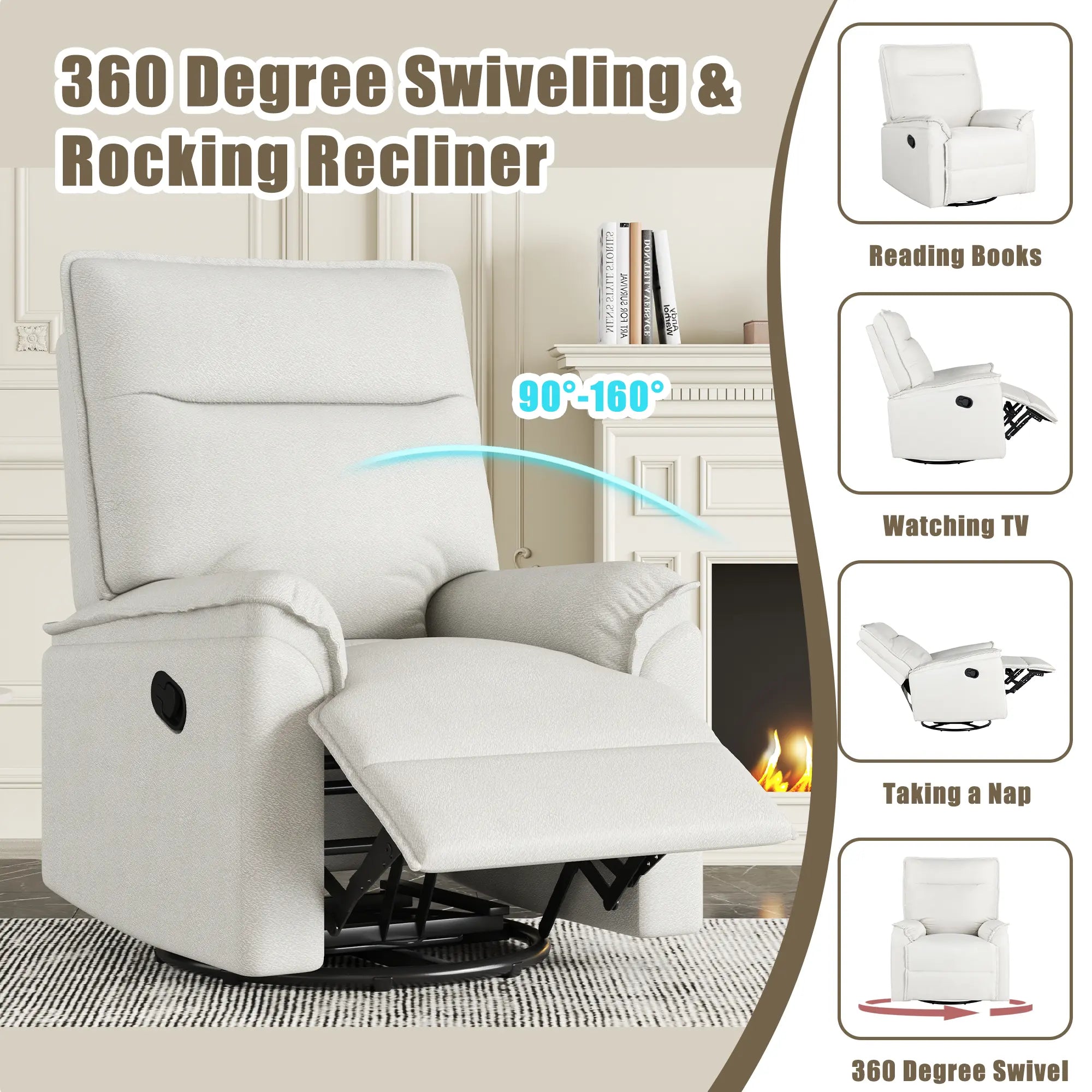 Bellemave® 360 Degree Swivel Upholstered Manual Recliner Chair Bellemave®