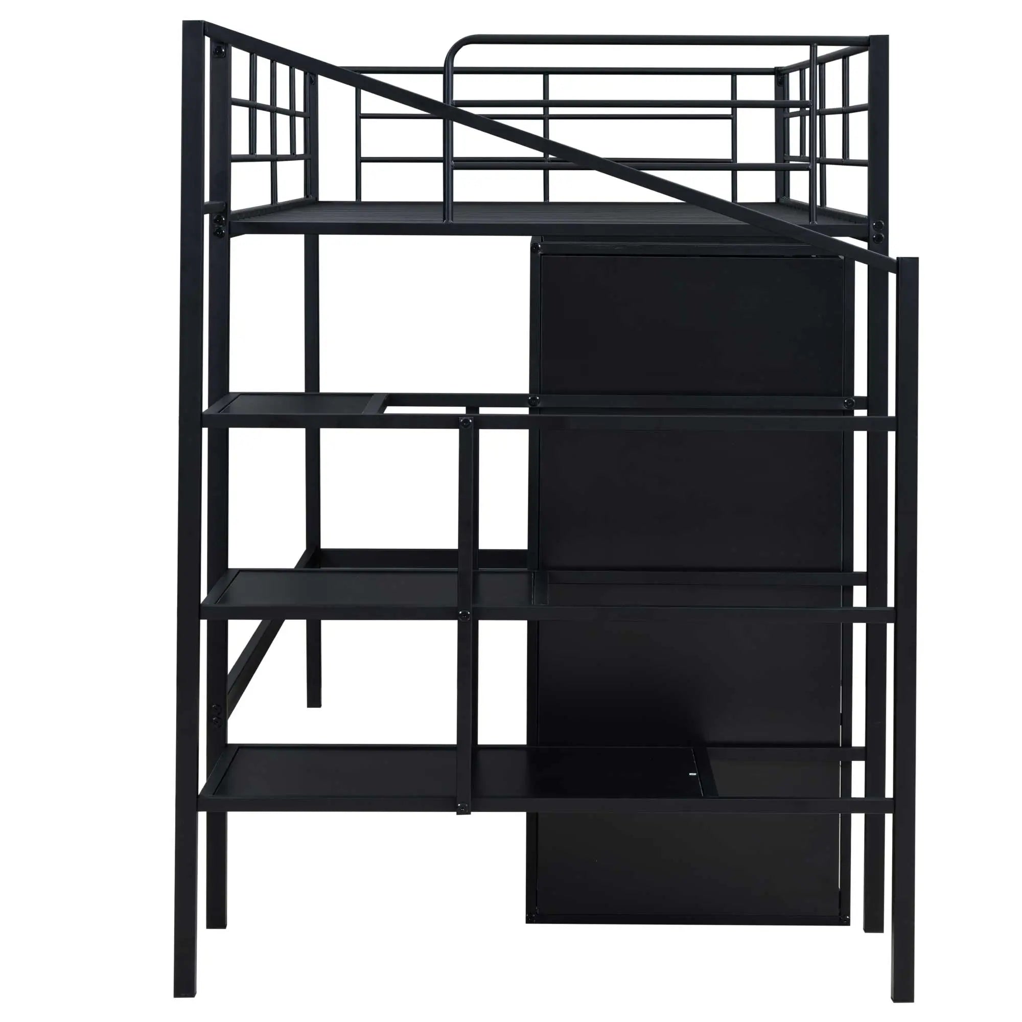 Bellemave® Metal Loft Bed with Drawers, Storage Staircase and Small Wardrobe Bellemave®