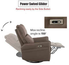 Bellemave 270° Power Swivel Rocker Recliner Chair with USB Ports Bellemave